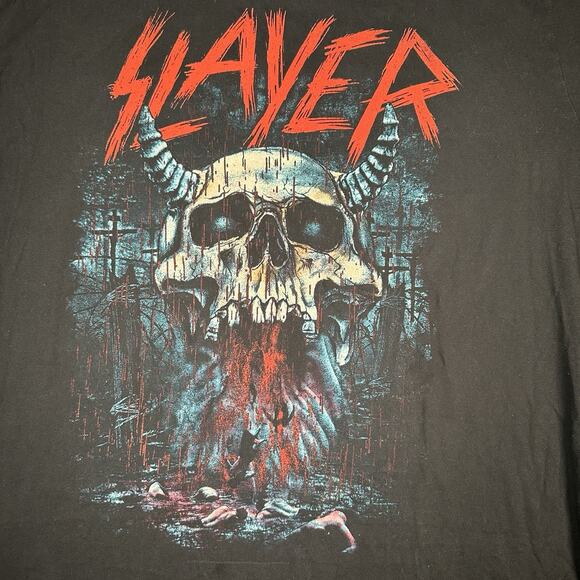Vintage Slayer Band Horned Skull Black Shirt Men’s Size XXL Pacific Tag Y2K - Picture 2 of 6